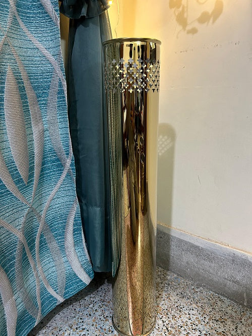 Single Golden Metal Floor Vase