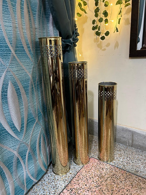 Single Golden Metal Floor Vase