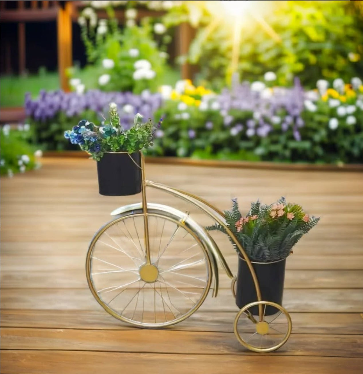 2 tier rod iron planter stand cycle
