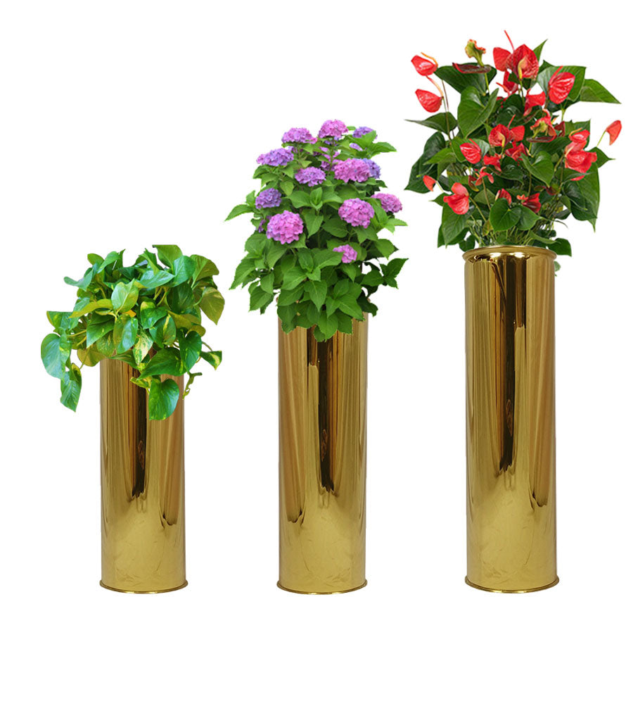 Single Golden Metal Floor Vase