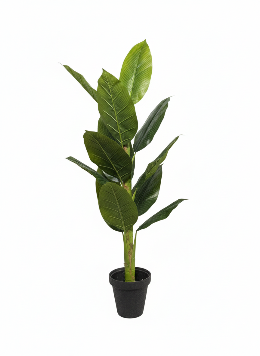 Artificial Banana Leaf Floor Plant in Black Pot