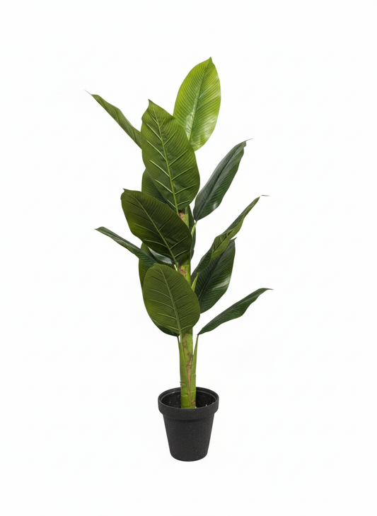 Artificial Banana Leaf Floor Plant in Black Pot
