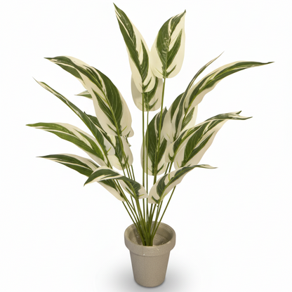 Artificial Green Leaf Plant in Beige Pot