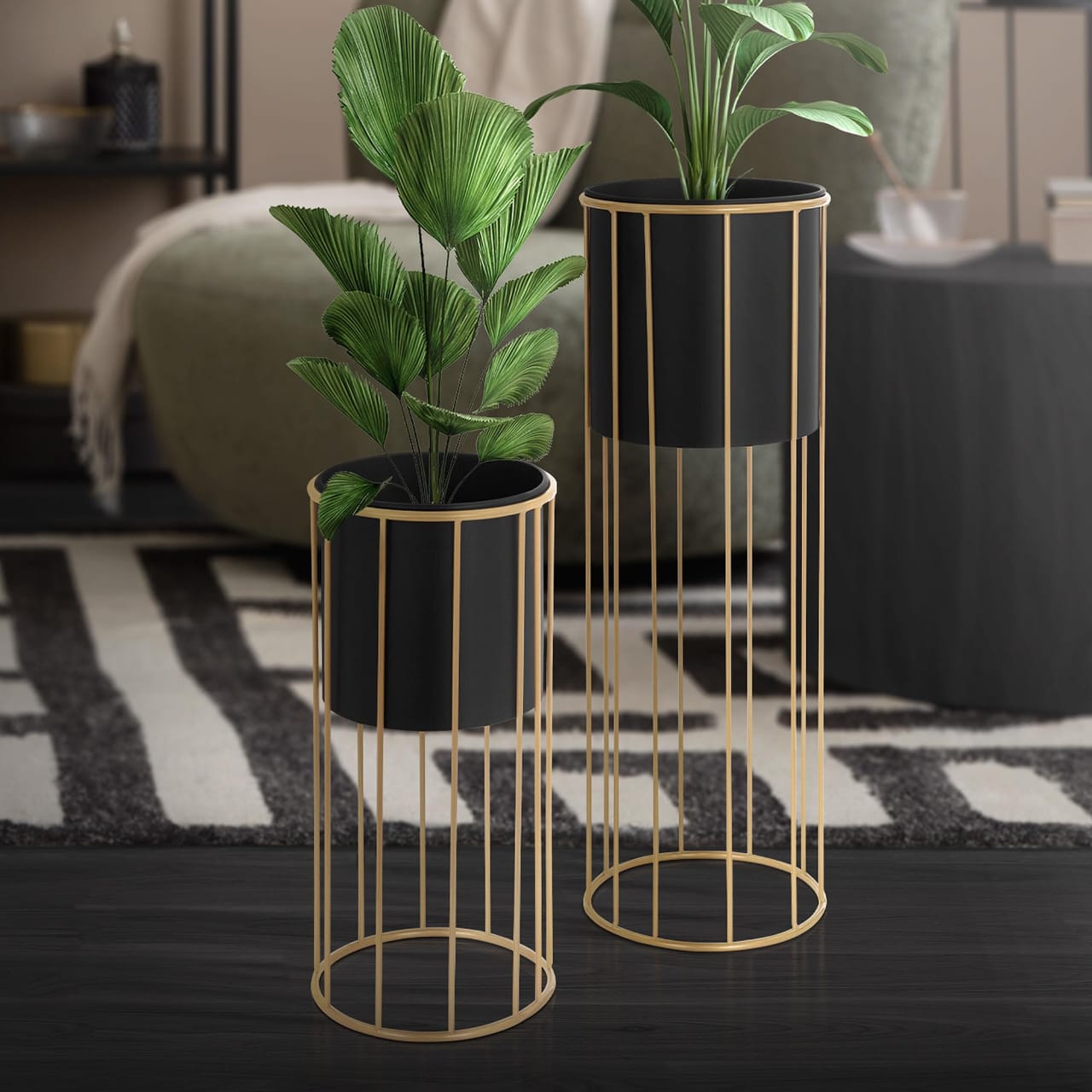 2 set Iron Indoor Plant Stand with port