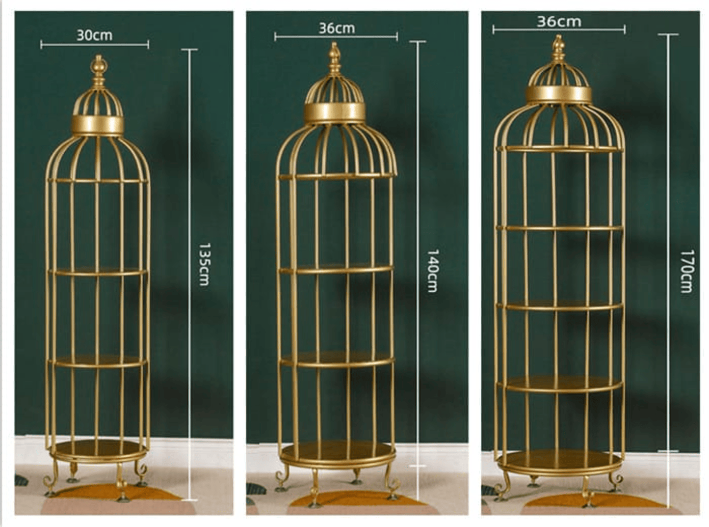 Metal Birdcage Shape 4 Tier Shelves